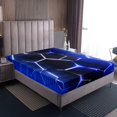 thumbnail image 4 of Erosebridal Abstract Honeycomb Sheet Set Full, Neon Geometric Bedding Sets Full Size, Blue, 4-Piece, 4 of 7