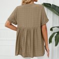 thumbnail image 3 of Birdeem Mode pour Femmes Manches Courtes Rétro Col Rond Pâques Couleur Unie Hauts Amples Blouse Manche, 3 of 7