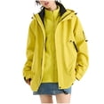 thumbnail image 2 of Women's Fashion Solid Color Long Sleeve Waterproof Rain Jacket with Zipper Pockets, Windbreaker Coat for Outdoor Use, Hooded Design for All-Weather Protection, 2 of 6
