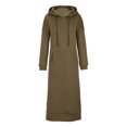 thumbnail image 4 of Fshaion Robe d'Été pour Femmes 2024 Grande Taille Col Rond Hiver Chaud Couleur Manches Longues avec Poches Robe Longue en Liquidation à Moins de 10!, 4 of 6