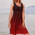 thumbnail image 2 of RKSTN Robes d'Été pour Femmes 2023 Mode Couleur Dégradée Sans Manches Longueur Genou Jupes Col Rond Imprimé Robe Décontractée Ample, 2 of 5
