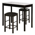 thumbnail image 1 of Linon Tifton 3 Piece Wood & Faux Marble Tavern Set Backless Stools in Black, 1 of 13