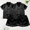 thumbnail image 2 of B91xZ Women Cami Pajama Set Short Sleeve Button Down Pjs Set Sleepwear Two Piece Pjs Shorts Set with Pockets,BK4 L, 2 of 4