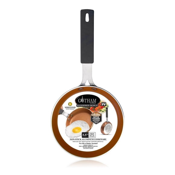 Gotham Steel Hammered Nonstick 5.5" Copper Egg Pan, Dishwasher Safe