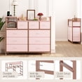 thumbnail image 3 of Garvee Commode en Tissu à 9 Tiroirs avec Station de Recharge, Tour de Rangement pour Chambre, Garde-Robe et Salon, Rose, 3 of 10