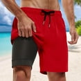 thumbnail image 4 of HXWCHs Stretch Men's Beachwear Board Shorts with Inner Compression Liner and Pocketed Design for Swim Trunks featuring Inseam Comfort and Quick-Dry Fabric XXL Red, 4 of 4