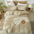thumbnail image 3 of Washed Cotton Duvet Cover Set Linen Feel Natural Wrinkle Lightweight Comfy (King  Linen), 3 of 6