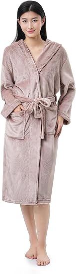 Sunny Forrest Desert Taupe Hooded Robe with pockets for men/women (CA/US, Alpha, Small, Medium, Regular, Regular, Taupe)