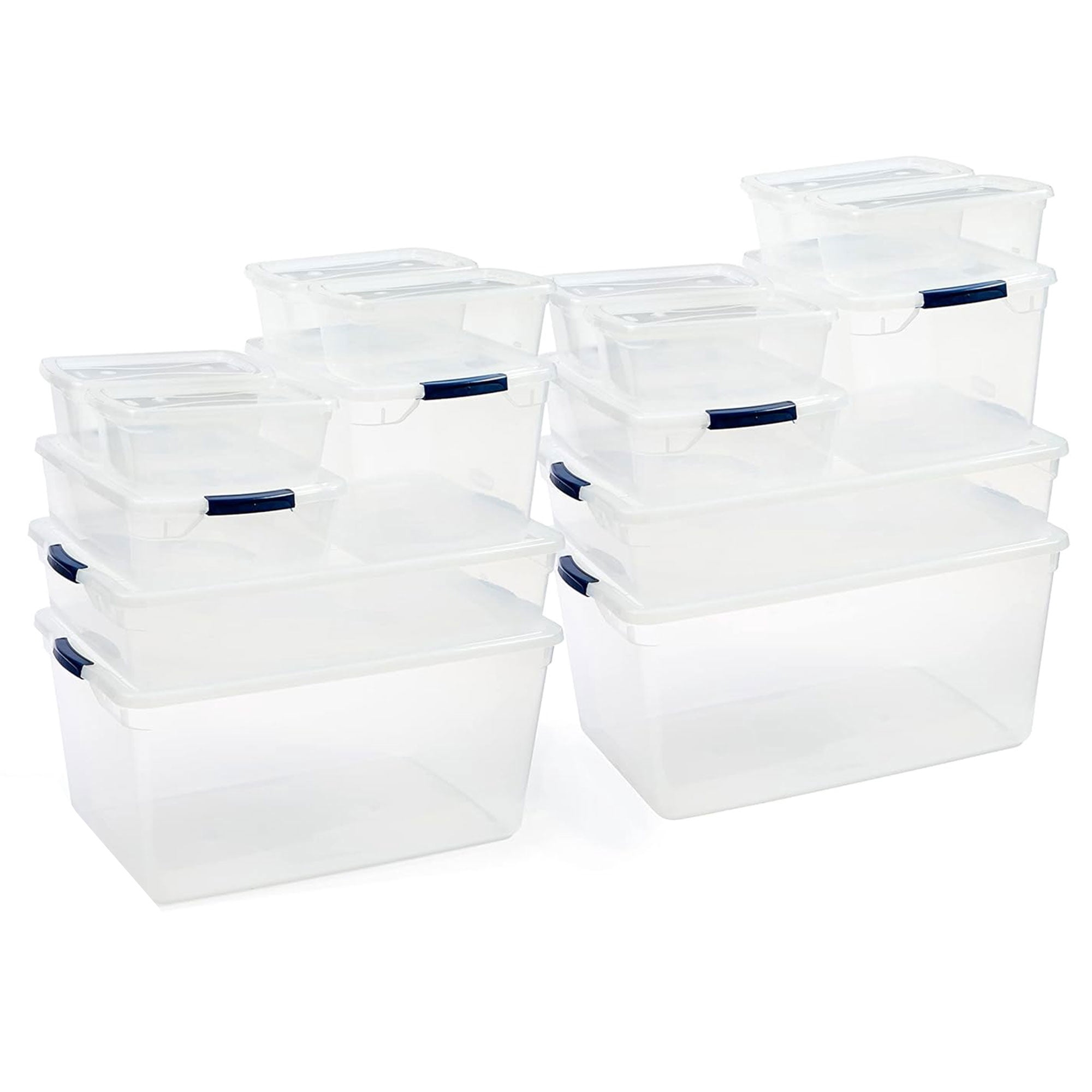 Rubbermaid 16 Pack Stackable Plastic Storage Bins with Snap Tight
