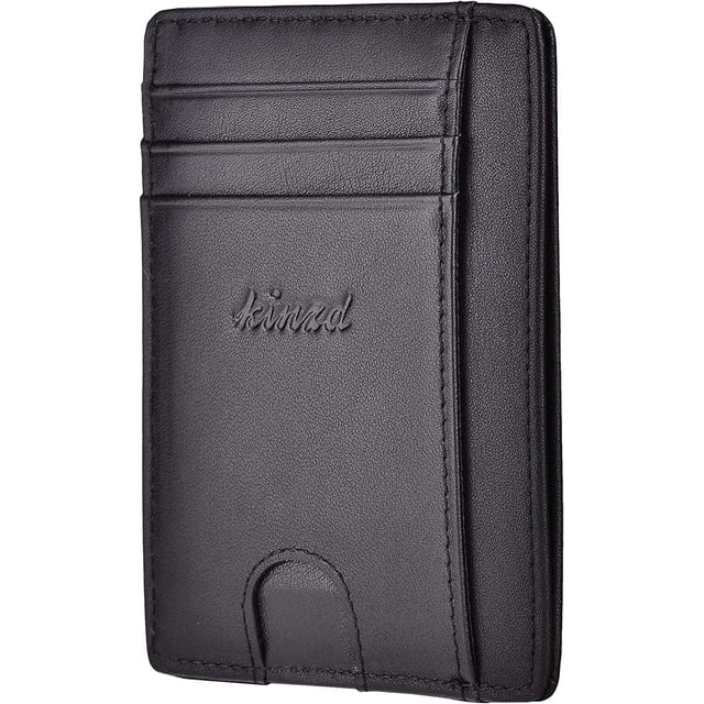 LAICAIW Kinzd Slim Wallet RFID Front Pocket Wallet Minimalist Secure Thin Credit Card Holder Black