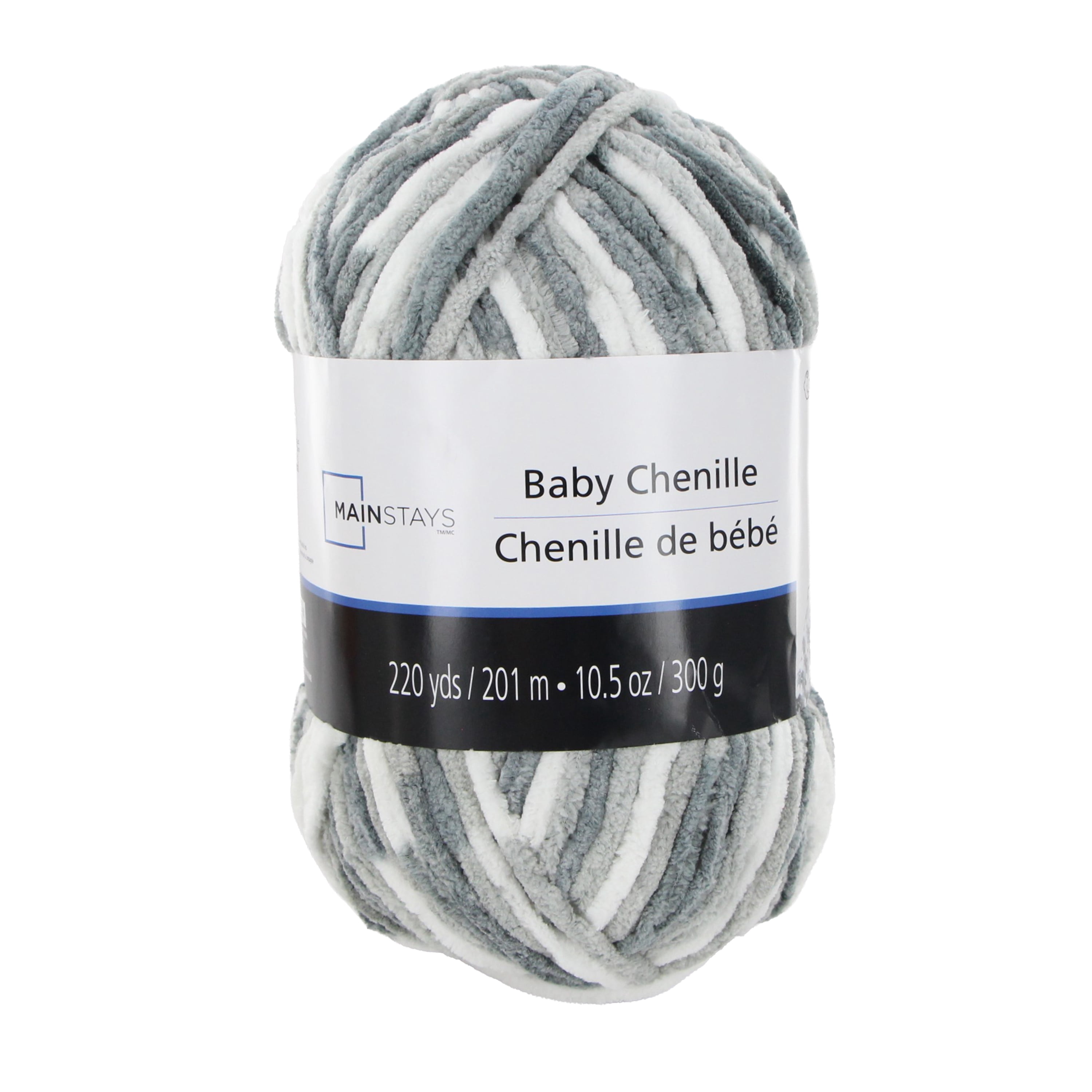 MAINSTAYS Baby Chenille, 201 m (220 yds), 300 g (10.5 oz), 100% Polyester, Baby, Shades of Grey