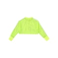 thumbnail image 2 of Manyakai Hauts en Résille à Manches Longues pour Filles Classiques, Col Rond, Sport, Danse, Court, Vert Fluorescent 6, 2 of 7