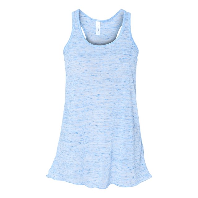 Bella Ladies Flowy Racerback Tank, L, Blue Marble
