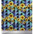 thumbnail image 1 of Soimoi Polyester Crepe Fabric Check,Dot & Sunflower Flower Print Fabric by The Yard 52 Inch Wide, 1 of 3
