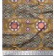 thumbnail image 1 of Soimoi Satin Silk Fabric Floral Mandala Printed Fabric 1 Yard 42 Inch Wide, 1 of 3