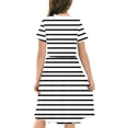 thumbnail image 5 of JDQJBZ Girls Short Sleeve Dress Striped Print Pleated With Pockets Summer Outfit, 5 of 5