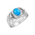 thumbnail image 2 of RYLOS Men's Rings 14K White Gold Ring Classic Designer Style 8X6MM Oval Gemstone & Diamond Ring Turquoise Birthstone Rings For Men Size 8, 2 of 6