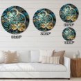 thumbnail image 4 of Designart 'Symmetrical Blue Gold Fractal Flower ' Modern wall clock, 4 of 4