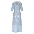 thumbnail image 4 of Penkiiy Women Boho Summer Dress 2024 Frill Short Sleeve Tassel V Neck Ruffle Flowy A-Line Maxi Dresses L Sky Blue, 4 of 6