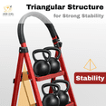 thumbnail image 4 of Joie-Ciel 4 Step Ladder, Steel Frame Folding Step Stool with Handrail, Anti-Slip Wide Pedals, Space-Saving Foldable Design, Red, 4 of 5