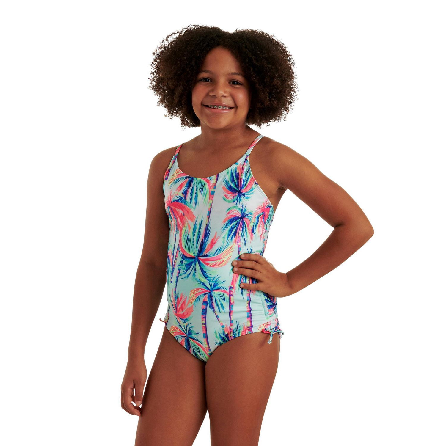 Justice Girls' Open Back One Piece Swimsuit
