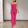 thumbnail image 2 of Wdgfv Robe à Paillettes pour Femme Sans Manches, Combinaison à Paillettes Sans Bretelles pour Soirée, Rose Vif, TG, 2 of 6