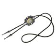 thumbnail image 4 of Moranse Golden Initial Letters in Flower Nursery Cowboy Bolo Tie with Cowhide Rope (C Silver, Silver Style), 4 of 4