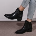 thumbnail image 2 of Pisexur Bottes Chelsea pour Femmes Mode Hiver Bout Pointu Talon Bas Épais Empilé à Enfiler Bottillons, 2 of 7