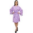 thumbnail image 3 of Bimba Kimono de Demoiselle d'Honneur en Popeline de Coton Bleu à Imprimé de Feuilles pour Femme - 18, 3 of 4
