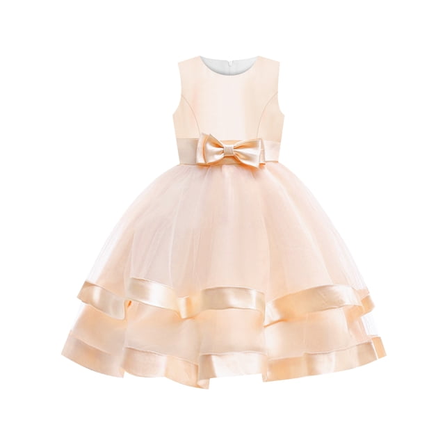 Girls Dress Sleeveless Champagne Ball Gown Wedding Party Pageant 6 Years