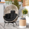 thumbnail image 4 of Costway Oversized Egg Style Chair with Cushions & Headrest Heavy-Duty Metal Frame for Yard Black, 4 of 10