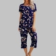 thumbnail image 1 of Fankiway Ensemble de Pyjama pour Femmes à Imprimé, Col Rond, Manches Courtes, Chemise de Nuit et Pantalon, Tenue d'Intérieur avec Poches, Ensemble pour Femmes, Tenues d'Été, Tenues d'Été pour Femmes, 3362 Pcs, 1 of 8