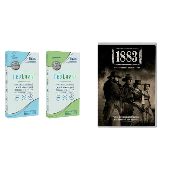 Tru Earth Platinum Eco-Strips Laundry Detergent, 116 Wash Loads (Fragrance Free) + 1883: A Yellowstone Origin Story [DVD] English Only (Free)