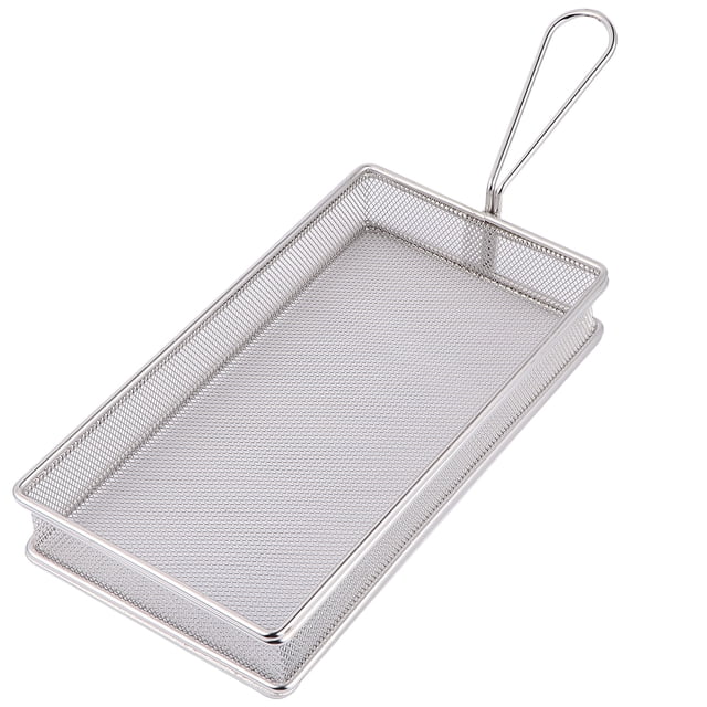 Stainless Steel Frying Basket Strainer Food Colander Mesh Fry Filter Mesh Basket For Potatoes Chips French Fries (Fine Mesh A Pattern)