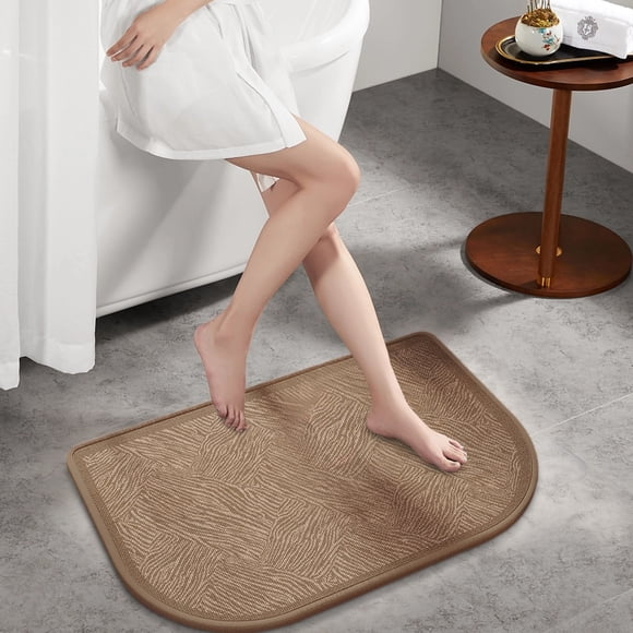 Oliegs Half Bath Mat Fit Under Door Non Slip Washable Bathroom Mat With Rubber Backing Absorbent Woven Half Round Shower Rug Flower Bath Rugs 31.5"x47.24"(13 Styles)