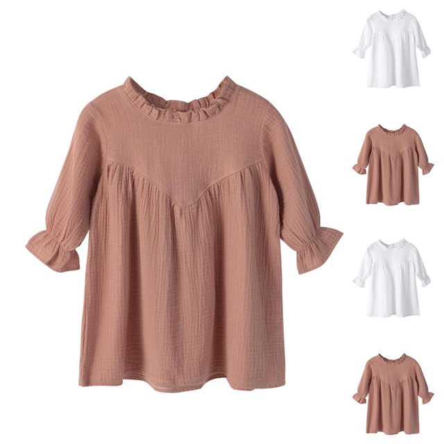 LOVZFMLL Jupe Princesse pour Filles d'Été à Manches Courtes, à Volants, Col Rond, en Dentelle Brodée, en Maille, avec Nœud
