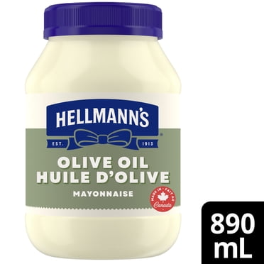 Mayonnaise à l’huile d’olive Hellmann’s avec œufs de poules élevées en liberté au Canada et huile de canola, pot de 890 mL