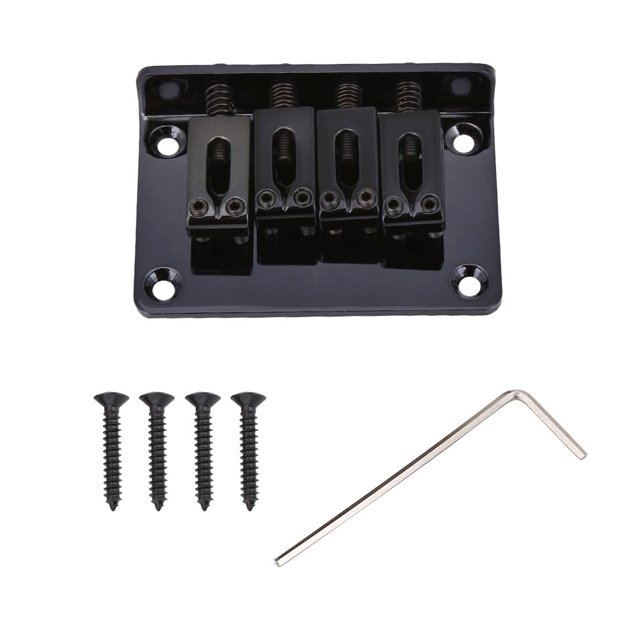 4 Cordes Pont Fixe Pièces de Rechange pour Cigarbox Guitares Électriques Basse Ukulélé (Noir)