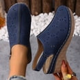 thumbnail image 4 of WLOELOEW Women'S Hollow Out Sandals In Navy Platform Wedge Heel Pu Construction Foot Length 9.65 Inches Us Size 7, 4 of 5