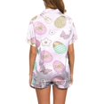 thumbnail image 3 of WILLBEST Jeans pour Femmes Ensemble 2 Pcs Pyjamas pour Femmes Hiver Imprimé Floral Graphique Chemise à Manches Courtes et Shorts Ensemble de Pyjama Pantalon Cargo, 3 of 5