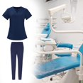 thumbnail image 3 of TISHITA Nursing Scrub Set Comfortable Breathable with Pockets Fashion Tops Pants Navy Blue Color M, 3 of 8