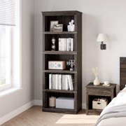 QinaQin 67.4-Inch Tall Wooden 5-Tier Bookcase Farmhouse Style Book Shelf with Storage and Open Display for Home Office Living Room and Bedroom