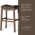thumbnail image 3 of Maven Lane Adrien Saddle Barstool in Walnut Finish w/ Marksman Saddle Vegan Leather, 3 of 6
