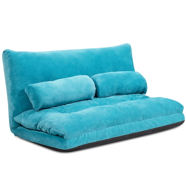 Giantex Adjustable Floor Sofa Bed with 6-Position Backrest for Reading and Gaming, Blue