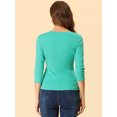 thumbnail image 4 of INSPIRE CHIC Women's Button Decor V Neck 3/4 Sleeve Ruch Top Mint Green XL, 4 of 5