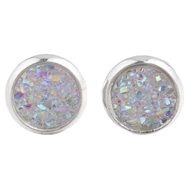 Baohd Round Earrings Eye-catching Eardrops Fine Electroplating Rhinestone Inlay Ear Studs Gorgeous Gift for Birthday Party Wedding White