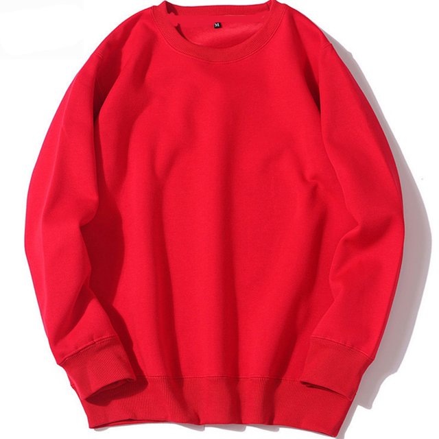 RXIRUCGD Chandail de Sport pour Homme à Col Rond, Chandail Molletonné à Enfiler à Manches Longues, Chandail à Capuchon Uni, Rouge, Taille : L