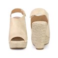 thumbnail image 4 of BLISSFUL STEP Sandales Espadrilles Mode pour Femmes à Talons Hauts à Bout Ouvert Beige 5,5, 4 of 5