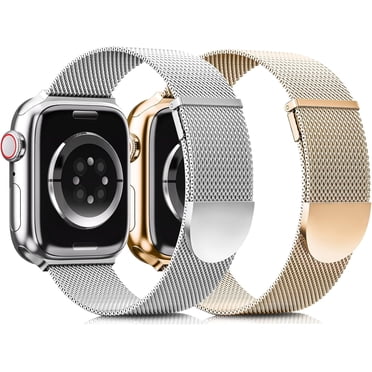 KOMI 2Pack Metal Magnetic Band Compatible with Apple Watch Bands 38mm 40mm 41mm 42mm 44mm 45mm 49mm Women Men,Milanese Loop Stainless Steel Mesh Adjustable Strap for iWatch Series