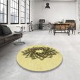 thumbnail image 4 of Ahgly Company Tapis d'Intérieur Lavable à la Machine, Carré, Transitionnel, Jaune Moutarde, Tapis de Zone, 6 Pieds Carré, 4 of 7
